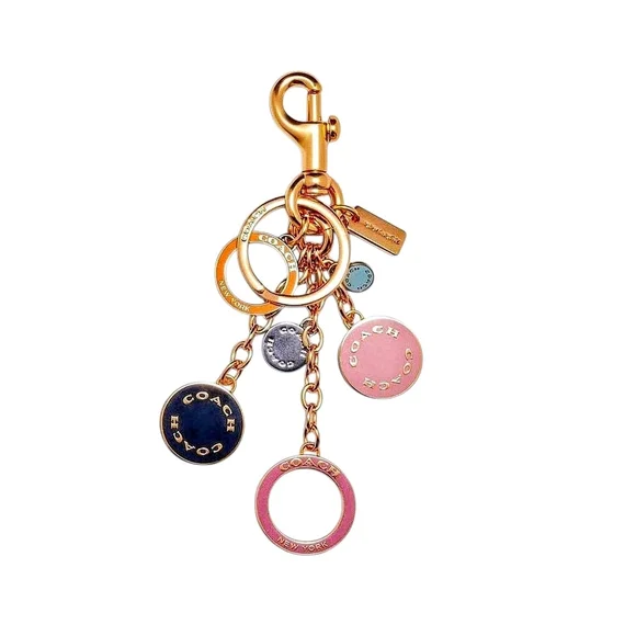 Coach Pink and Gold Key & Card Holder with Elegant Charm - Picture 2 of 2